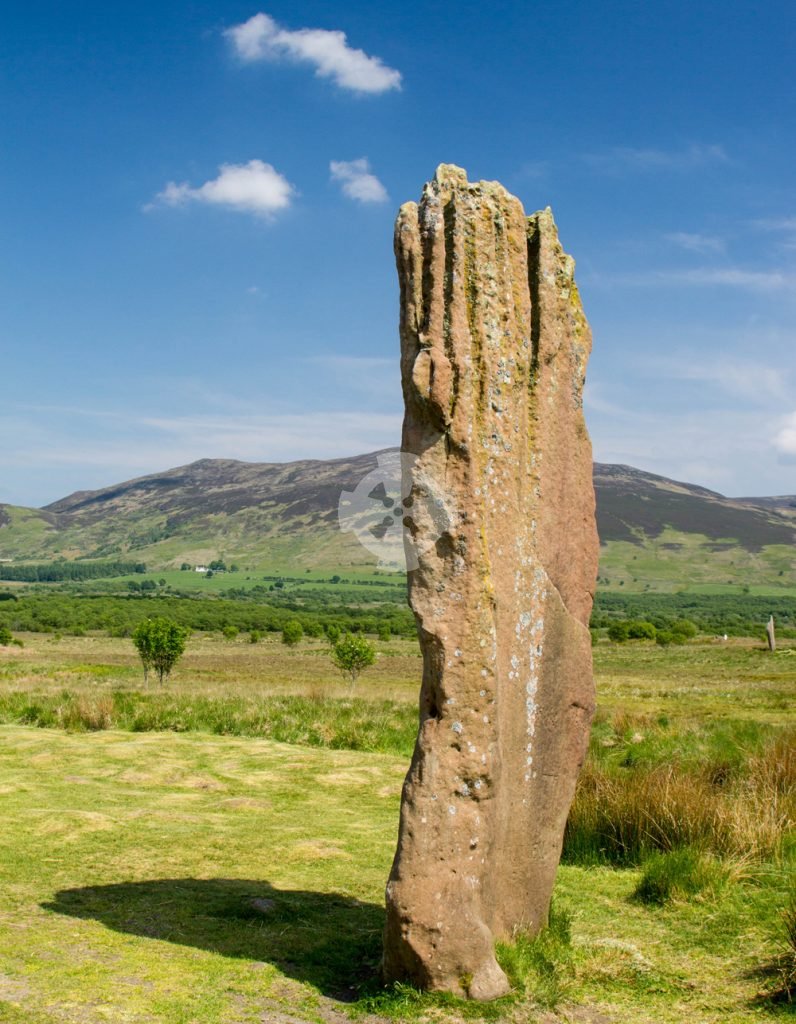 Image showing a large fluted standing stone, part of stone circle no.3 at Machrie Moor, isle of Arran, Scotland